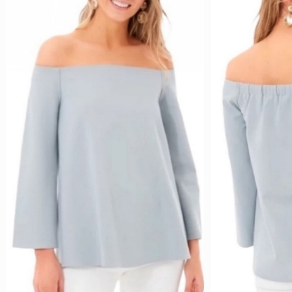 Tuckernuck Miranda Off Shoulder Blouse Top Blue